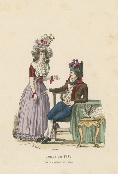 Franskt mode från 1792 av French School