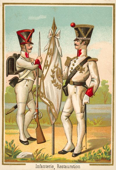 Franskt infanteri av restaureringen (chromolitho) av French School