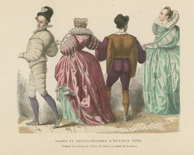 Franska damer och herrar från c1584 av French School