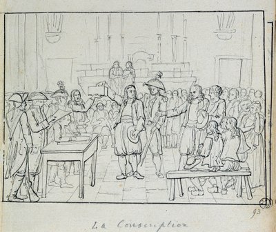 Franska revolutionen: värnpliktsscen i Bretagne 1793. Paris, Musee Carnavalet av French School