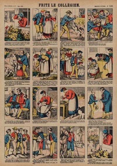 Skolpojken Fritz (färgad gravyr) av French School