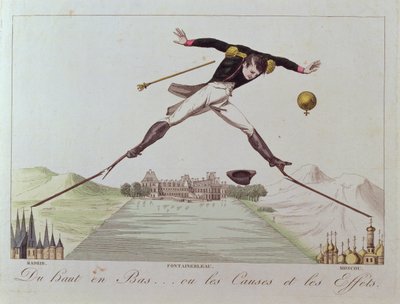 Från högt till lågt... eller orsakerna och effekterna, karikatyr av Napoleons utrikespolitik, ca 1814 av French School