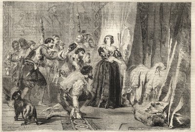 Fronde - Folket kräver att få se kungen: Paris, Palais Royal, 9 februari 1651 - Fronde: natten den 9 februari 1651, på Palais Royal, visar Anne av Österrike (1601-1666) Ludvig XIV, känd som Le Kung Soleil (Kung Soleil eller Ludvig den Store av French School