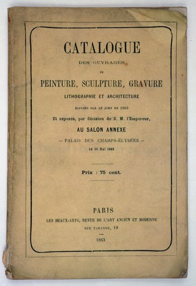 Främre omslaget till katalogen för Salon des Refuses, 1863 av French School