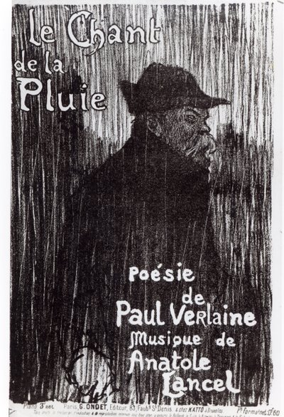 Framsidan av noten Le Chant de la pluie, från en dikt av Paul Verlaine, 1844 av French School