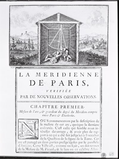 Första sidan av första kapitlet av La Meridienne de Paris av Cesar-Francois Cassini de Thury, 1744 av French School
