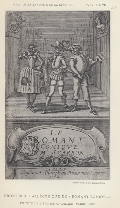 Allegorisk frontispice av den romerska komiken (litho) av French School