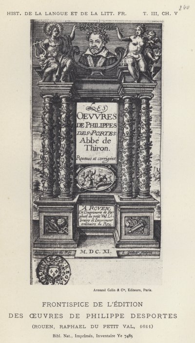 Frontispice av upplagan av verken av Philippe Desportes (litho) av French School