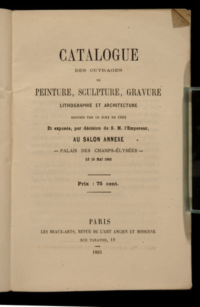 Frontispice för katalogen för Salon des Refuses, 1863 av French School