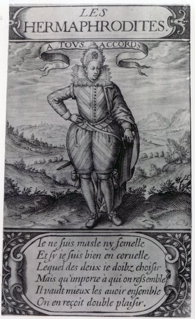 Frontispice till Les Hermaphrodites av Thomas Artus, 1605 av French School
