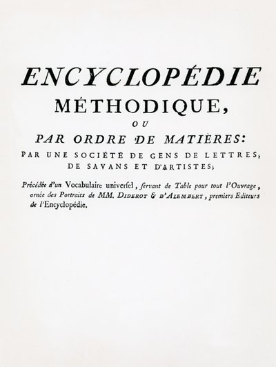 Frontispice to the Methodical Encyclopedia by Order of Subject Matter, redigerad av Denis Diderot och Jean Le Rond DAlembert, publicerad 1782 (tryckt) av French School