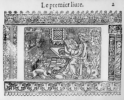 Frontispice till den första boken Utopia av Thomas More (1478-1535) av French School