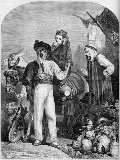 Fruktmarscher på gatorna i Alger, Algeriet av French School