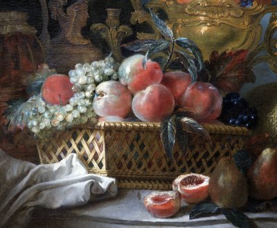 Fruktvas och korg (detalj). c.1770 (olja på duk) av French School