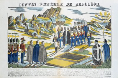 Napoleon-le-Grand Bonapartes (1769-1821) funebre-konvoj på ön Sainte-Helene. Bild på Epinal av French School