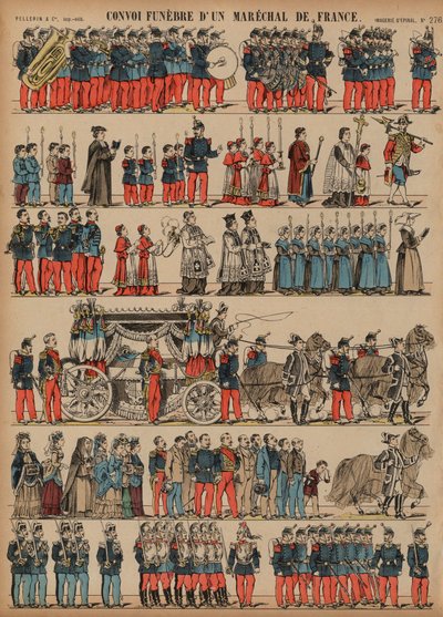 Begravningståget av en marskalk av Frankrike (färgad gravyr) av French School