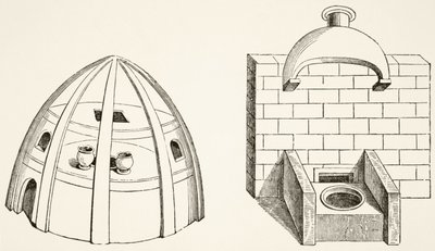 Ugnar, som användes av vetenskapsmän och alkemister under medeltiden, från Science and Literature in the Middle Ages av Paul Lacroix (1806-84) publicerad London 1878 av French School