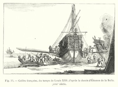 Fransk galär, från Ludvig XIII:s tid; efter teckningen av Etienne de la Belle, 1600-talet (gravyr) av French School