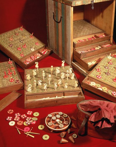 Game of Dauphin lotto uppfunnit av Ludvig XIV (1638-1715) (trä och elfenben) av French School