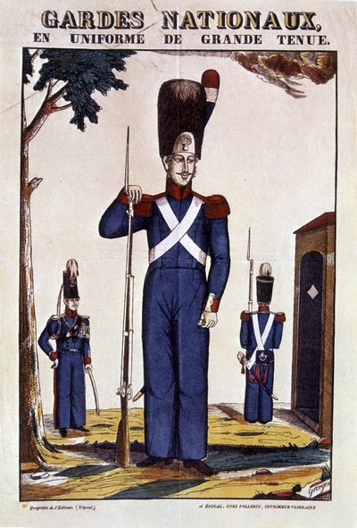 Nationalgardister i full uniform - bild från Epinal av Georgin, ed. Pellerin av French School