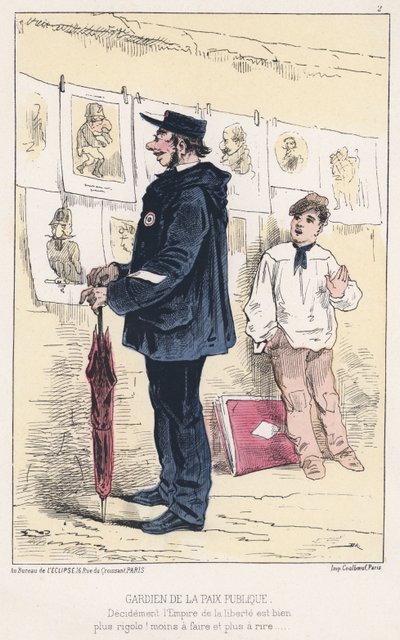 Guardian of the Public Peace (färgad gravyr) av French School