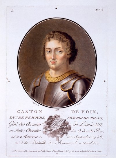 Gaston de Foix, Duc de Nemours, från Portraits of Great Men, Illustrious Women, and Memorable Subjects of France, publicerad 1787-92 av French School