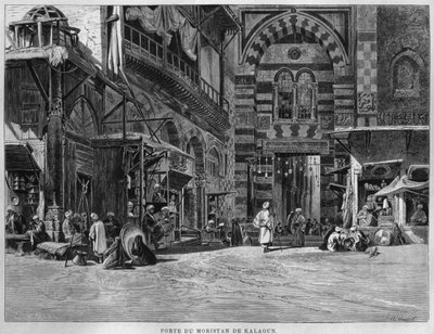Gate of Biwaristande Qalawim, från LEgypte, av Georg Moritz Ebers, 1881 av French School