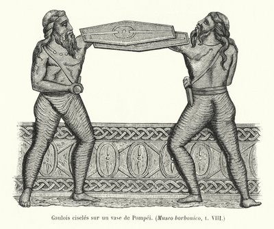 Galler mejslade på en vas från Pompeji (gravyr) av French School