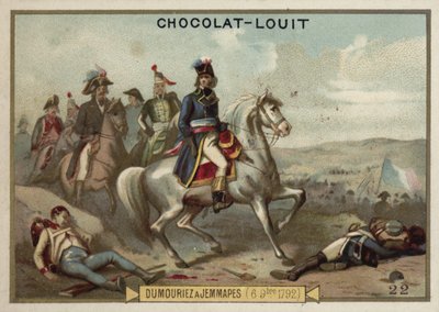 General Dumouriez vid slaget vid Jemappes, 6 november 1792 av French School