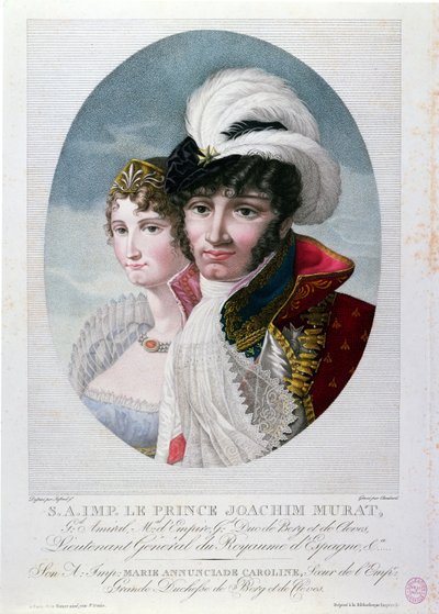 General Joachim Murat (ca 1767-1815) och hans fru Caroline Bonaparte (1782-1839) av French School