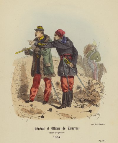 General och officer av zouavorna, krigsklänning av French School