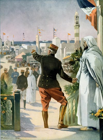 Allmän bild av den fransk-marockanska utställningen i Casablanca, från Le Monde Illustre, 22 april 1916 av French School