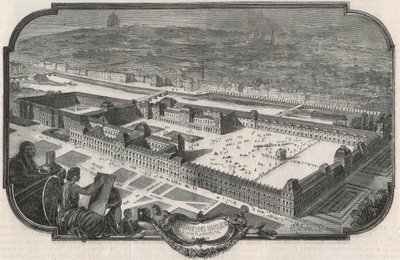 Översikt över Palais du Louvren och Tuilerierna 1852 - Gravyr i "Tableau-de-Paris"" av Edmond Texier 1852 av French School