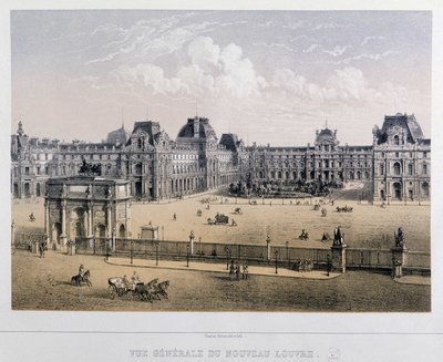 Översikt över det nya Louvren: Arc du Carrousel - Gravyr av 1800-talet. av French School