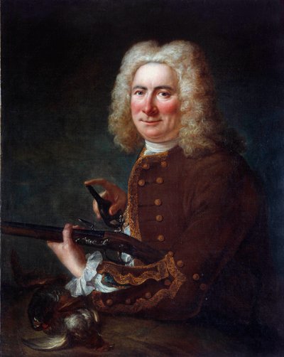 Gentleman med ett flintgevär. Anonym målning från 1700-talet. Gien, Musee de la chasse - Gentleman med en flintlåspistol. Anonym målning från 1700-talet. Jaktmuseet, Gien, Frankrike av French School