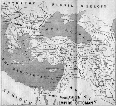 Geografisk karta över det osmanska riket 1860. Gravyr i "" Le Monde Illustré"" nr 173 av 4 augusti 1860. av French School