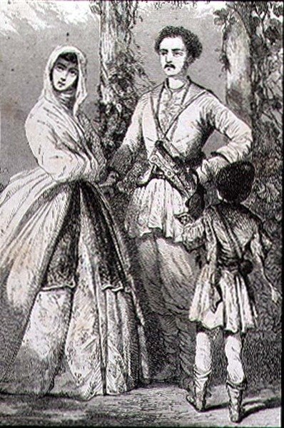 Georgiska dräkter på 1860-talet (gravyr) av French School