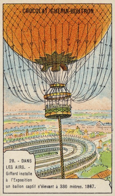 Giffards tjudrade ballong vid den internationella utställningen, Paris, 1867 av French School