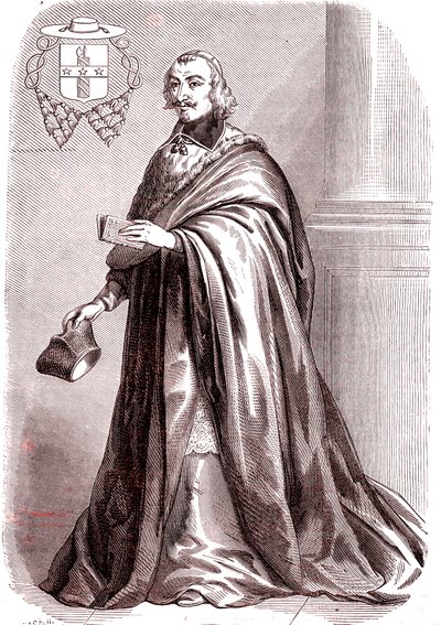 Giulio Raimondo Mazzarino, fransk kardinal och diplomat med italienskt ursprung.1865 (gravyr) av French School