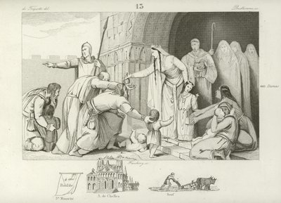 Att ge allmosor till de fattiga, regeringstid av Chlothar III, kung av Neustrien och Bourgogne, 700-talet av French School