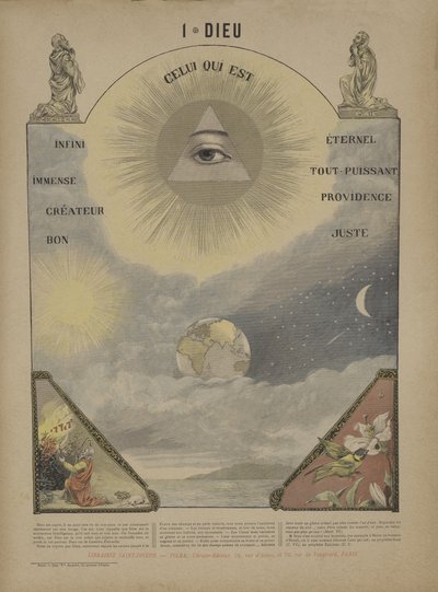 Gud (färg litho) av French School