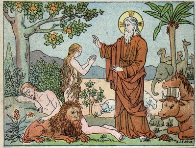Gud: skapelsens sjätte dag - i "" Helig historia i 120 bilder", red. Maison de la Bonne Presse, Paris av French School