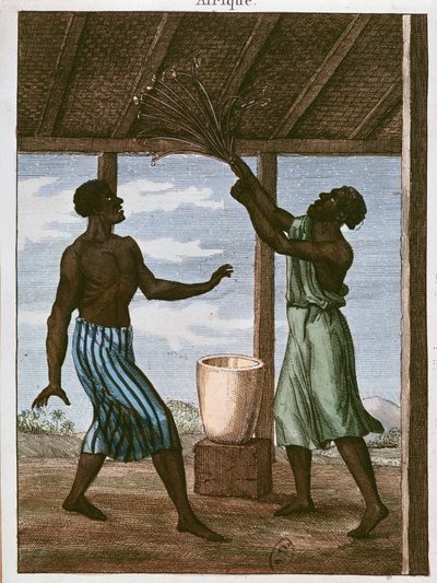 Gold Coast svart rådfrågar sitt öde, 1812 (färggravyr) av French School