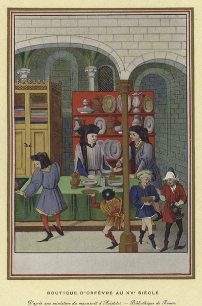 Guld- och silversmedsbutik, 1400-tal av French School