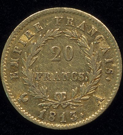 Guldmynt på 20 franc (Napoleon) från 1813. tillbaka. av French School