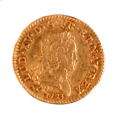 Gyllene franska Ludvig, kung Ludvig XV:s regeringstid (1715-1774) 1723 Diam. 2,3 cm Neapel, museo archeologico av French School