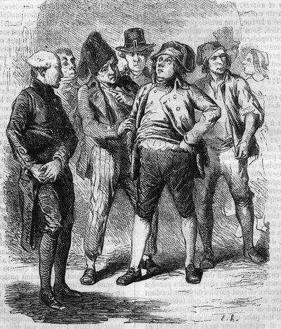 Goriot var president för sin sektion under revolutionen. Gravyr i mitten av 1800-talet. Illustration till "The Father Goriot" av Honore de Balzac (1799-1850). av French School