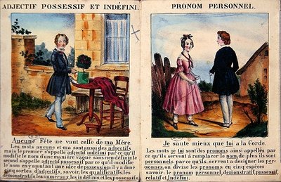 Grammatikbok för barn. c.1850 (färglitografi) av French School