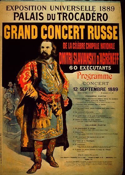 Stora ryska konsertprogrammet, 1889 av French School