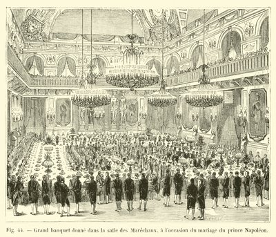 Stor bankett ges i Salle des Marechaux, med anledning av prins Napoleons bröllop av French School